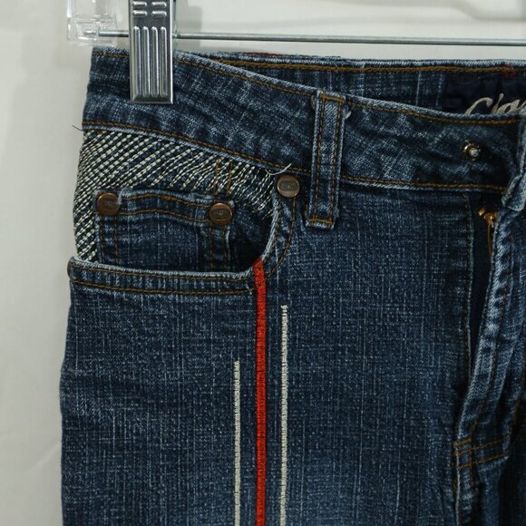 Y2K Clash Jeans USA Kids 12 Butterfly Embroidered Flare Jeans 26x26 Red Stripe - Picture 6 of 12